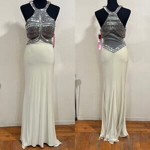 NWT NEW Paparazzi by Madeline Gardner 98143 beaded high neck jersey prom dress